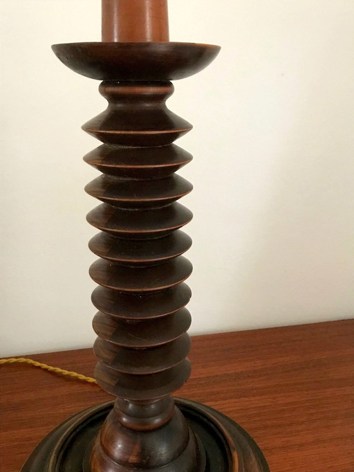 Turned Wood Lamp By Charles Dudouyt