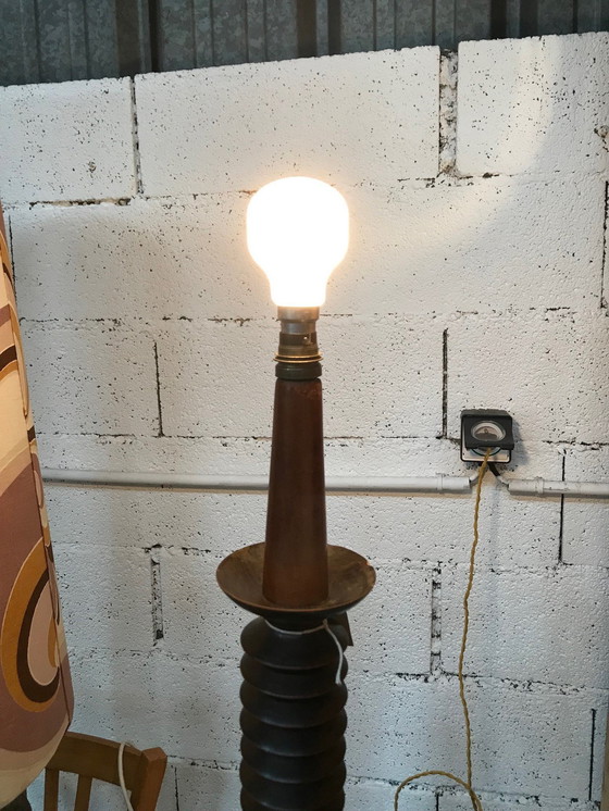 Image 1 of Turned Wood Lamp By Charles Dudouyt