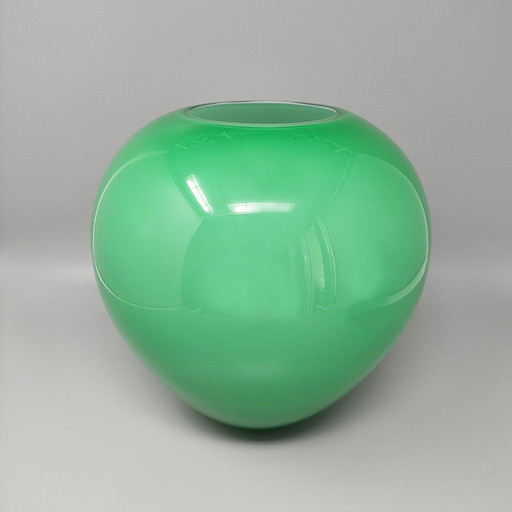 1960s Gorgeous Green Vase by Ind. Vetraria Valdarnese. Made in Italy