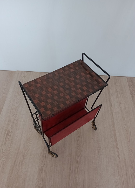 Image 1 of Fifties magazine rack with bottle rack