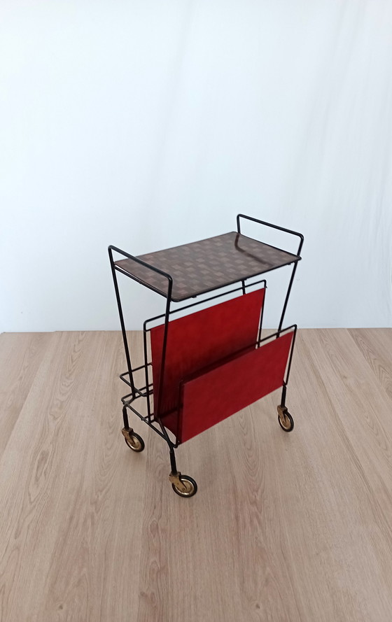 Image 1 of Fifties magazine rack with bottle rack