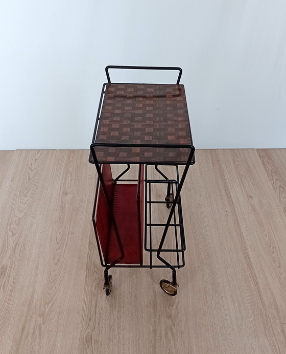 Image 1 of Fifties magazine rack with bottle rack