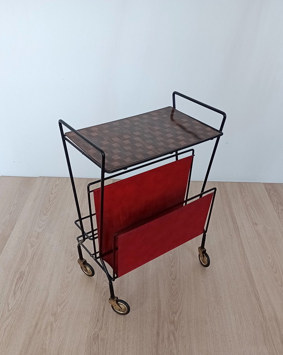 Image 1 of Fifties magazine rack with bottle rack