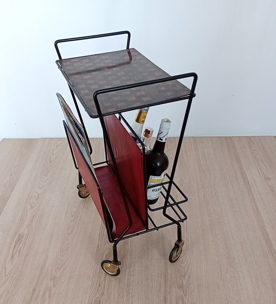 Image 1 of Fifties magazine rack with bottle rack