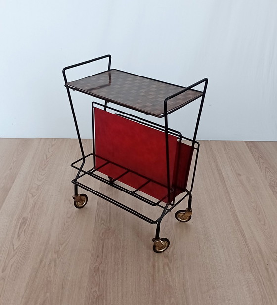 Image 1 of Fifties magazine rack with bottle rack