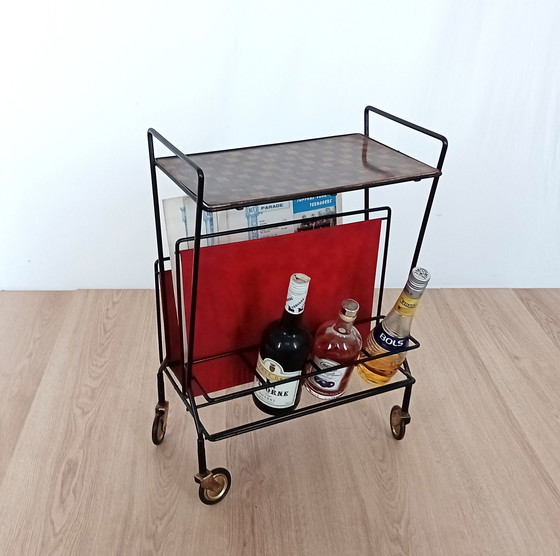 Image 1 of Fifties magazine rack with bottle rack