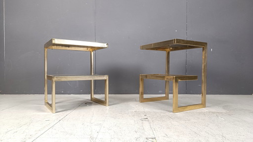 Golden G Side Tables by Belgochrom, Set of Two, 1970s