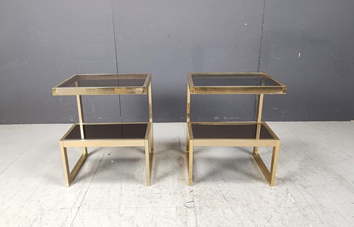 Golden G Side Tables by Belgochrom, Set of Two, 1970s