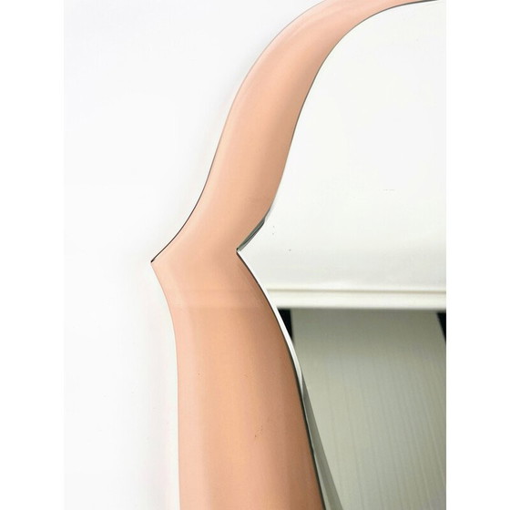 Image 1 of Mid-century pink glass wall mirror, Italy 1960s