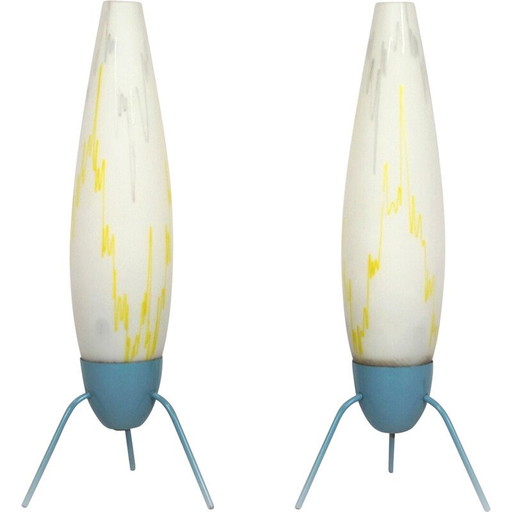 Pair of vintage Rocket desk lamps for Napako, Czechoslovakia 1960
