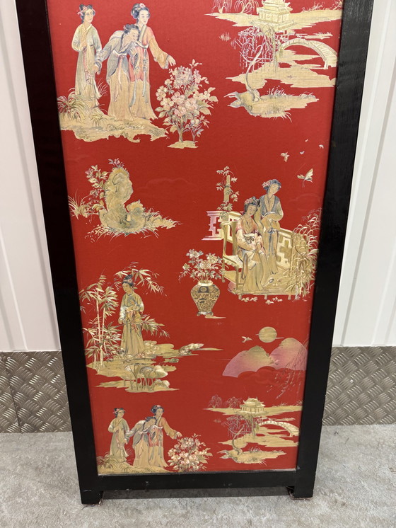 Image 1 of Stunning Large And Ancient Decorated Chinese Wood Folding Screen