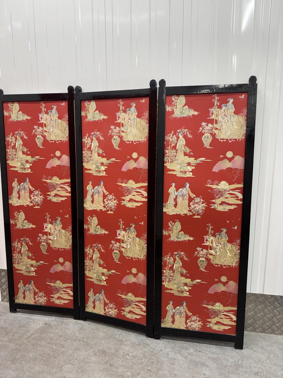 Image 1 of Stunning Large And Ancient Decorated Chinese Wood Folding Screen