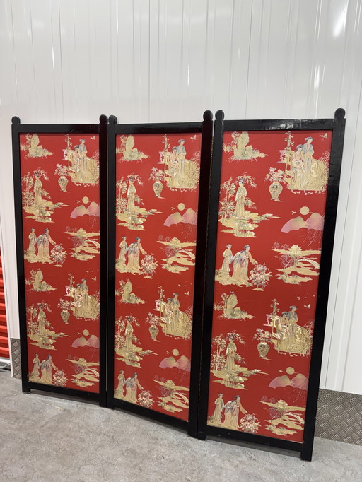 Stunning Large And Ancient Decorated Chinese Wood Folding Screen