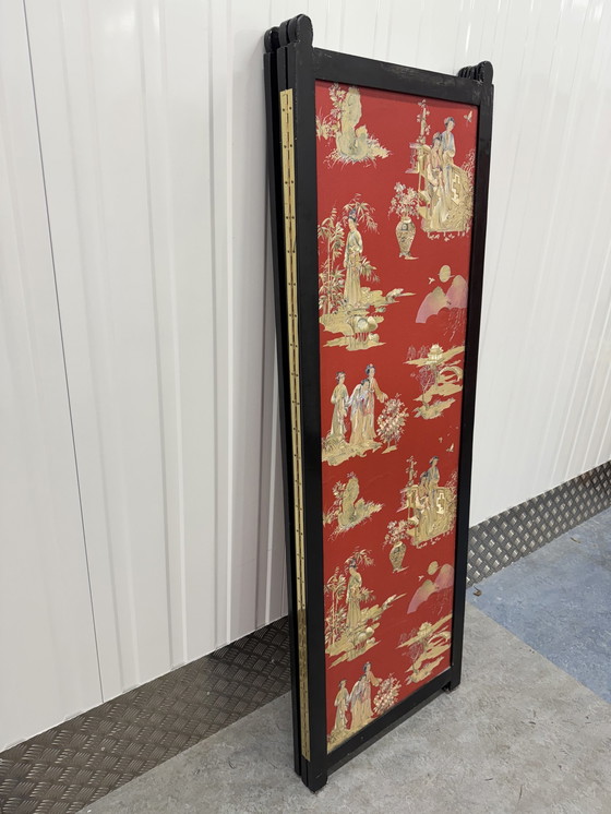 Image 1 of Stunning Large And Ancient Decorated Chinese Wood Folding Screen