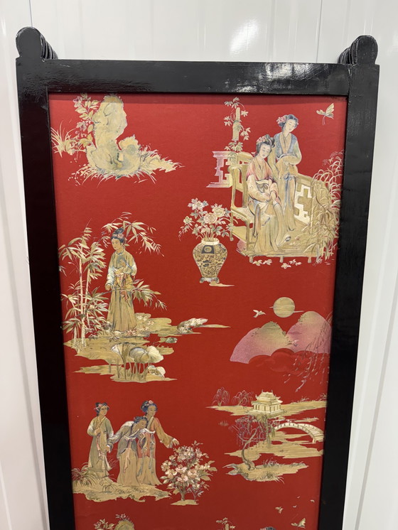 Image 1 of Stunning Large And Ancient Decorated Chinese Wood Folding Screen