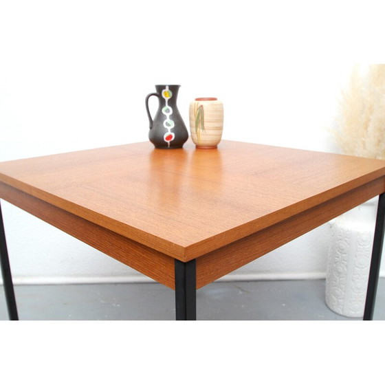 Image 1 of Vintage teak and metal square coffee table, 1960