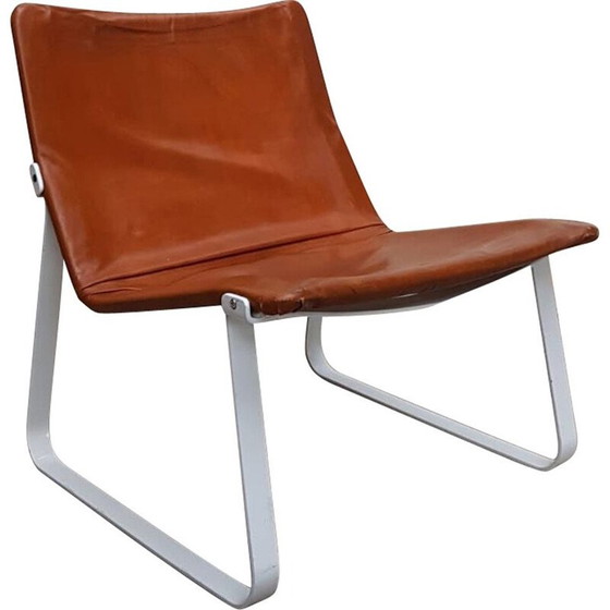 Image 1 of Sedia a sdraio vintage in pelle e acciaio