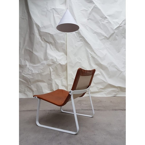 Image 1 of Sedia a sdraio vintage in pelle e acciaio