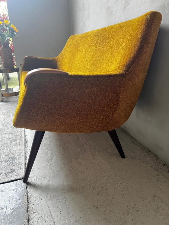 Image 1 of Danish Design Bench Ochre Yellow and Teak 1950s