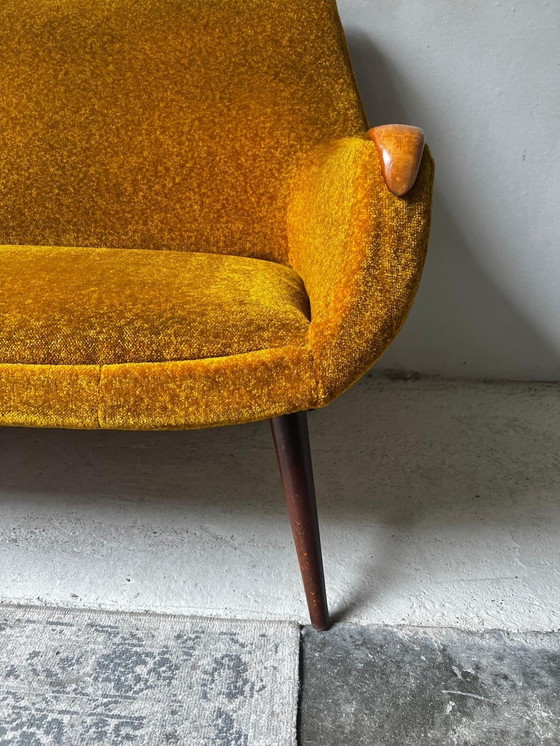 Image 1 of Danish Design Bench Ochre Yellow and Teak 1950s