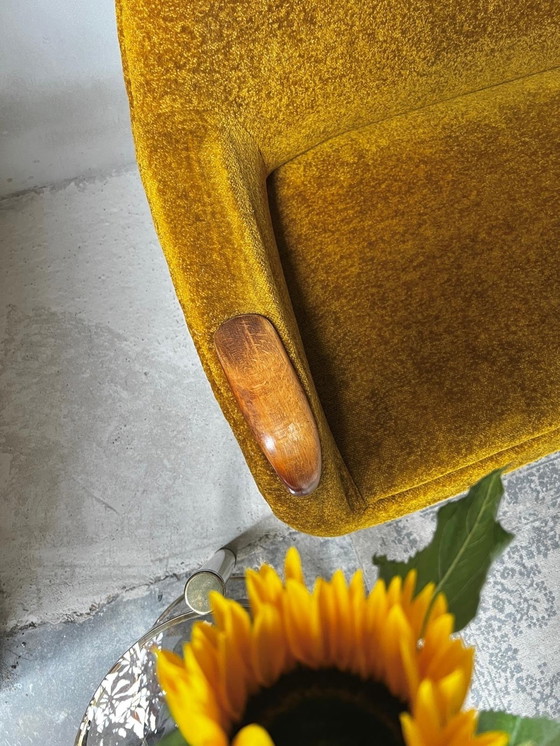 Image 1 of Danish Design Bench Ochre Yellow and Teak 1950s