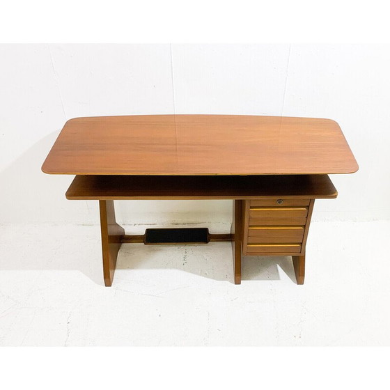 Image 1 of Escritorio de madera de mediados de siglo con cajones, Italia, década de 1960