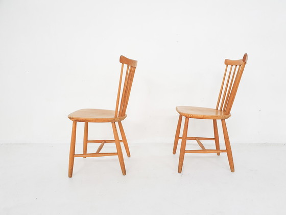 Image 1 of 2x vintage spindle back dining chairs