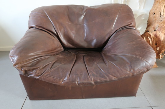 Image 1 of Leolux leather fat lounge vintage design chair