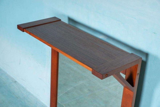 Image 1 of Espejo danés de teca con estante para sombreros, década de 1960