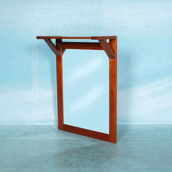 Image 1 of Espejo danés de teca con estante para sombreros, década de 1960