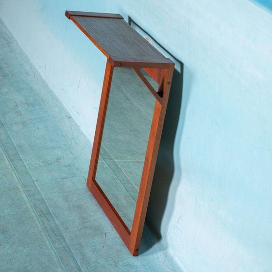 Image 1 of Espejo danés de teca con estante para sombreros, década de 1960