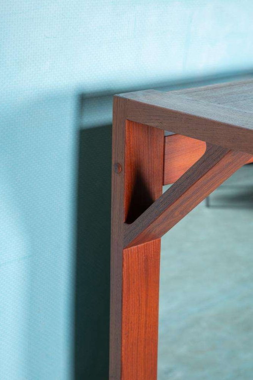 Danish teak mirror with hat shelf 1960s