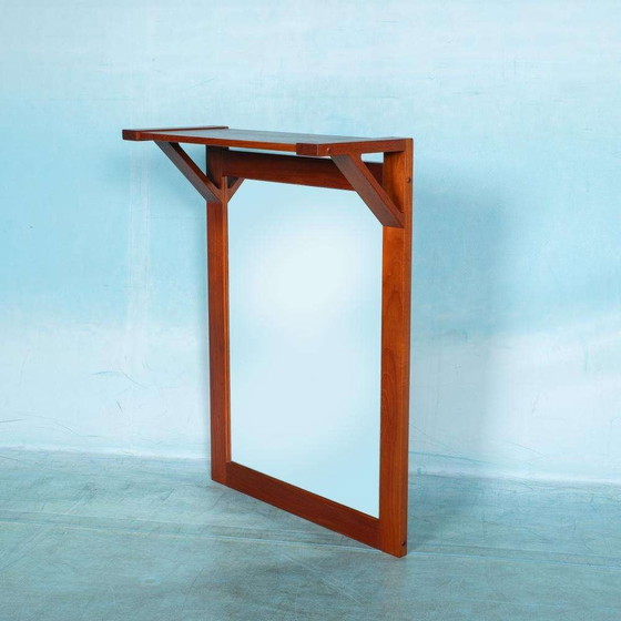 Image 1 of Espejo danés de teca con estante para sombreros, década de 1960