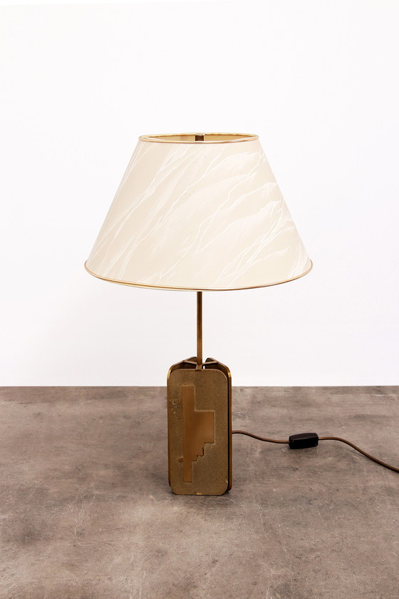 Image 1 of Hollywood Regency Messing table lamp with shade, 1970s