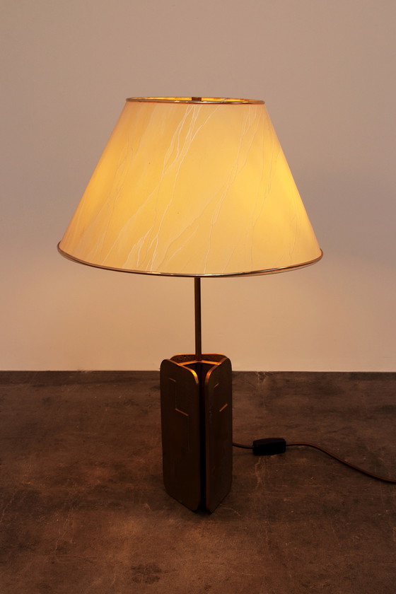 Image 1 of Hollywood Regency Messing table lamp with shade, 1970s