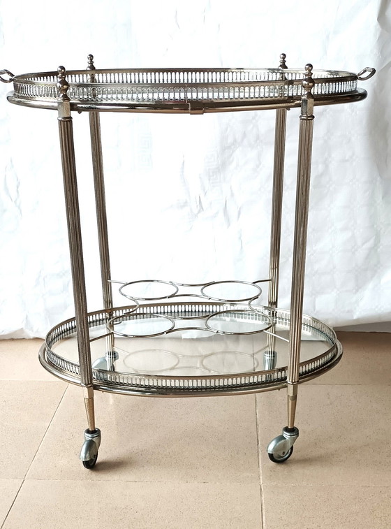 Image 1 of Hollywood Regency Serving Cart /Oval