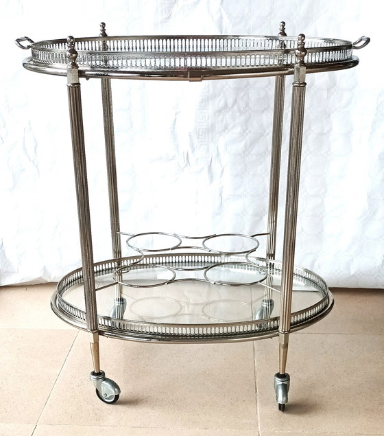 Image 1 of Hollywood Regency Serving Cart /Oval