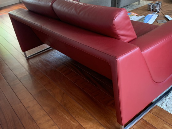 Image 1 of Leolux Cuno sofa set red leather, 2-1/2-seater and 2-seater.