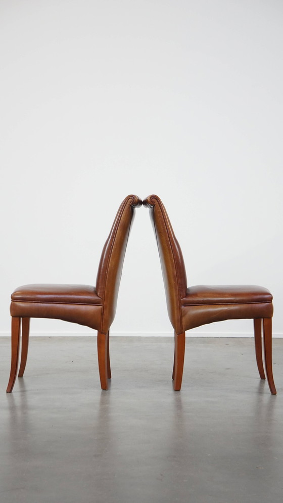 Image 1 of 6 X Beef Leather Design Dining Chair