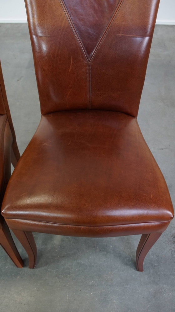 Image 1 of 6 X Beef Leather Design Dining Chair