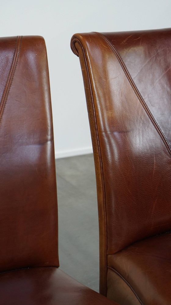 Image 1 of 6 X Beef Leather Design Dining Chair