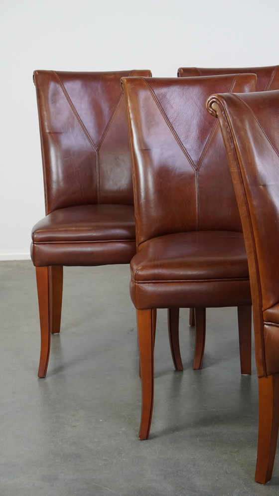 Image 1 of 6 X Beef Leather Design Dining Chair