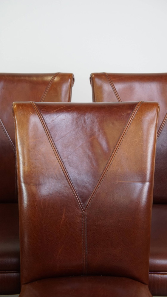 Image 1 of 6 X Beef Leather Design Dining Chair