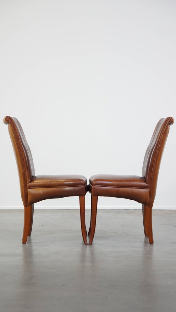 Image 1 of 6 X Beef Leather Design Dining Chair