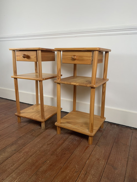 Image 1 of Pair Of Pine Bedside Tables, Circa 1980