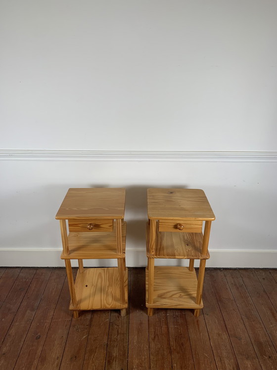 Image 1 of Pair Of Pine Bedside Tables, Circa 1980