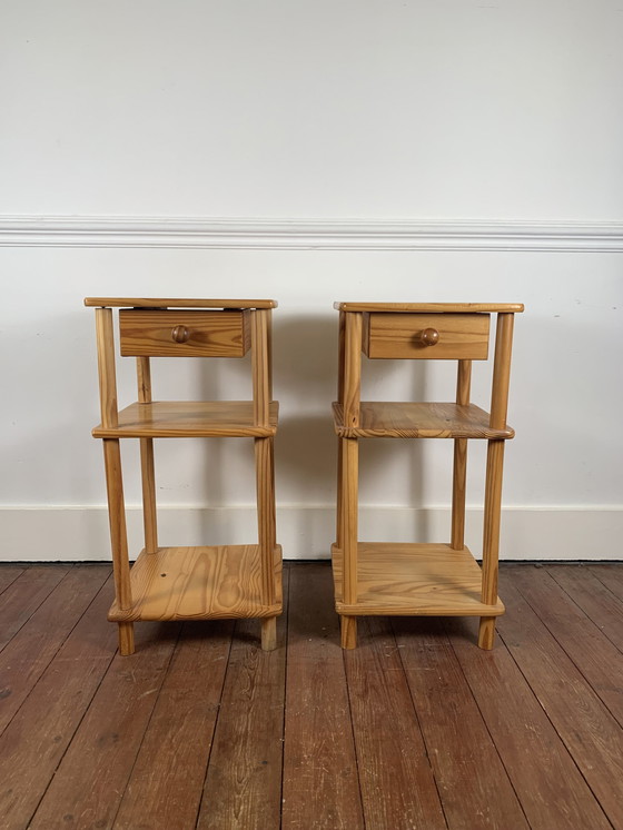 Image 1 of Pair Of Pine Bedside Tables, Circa 1980