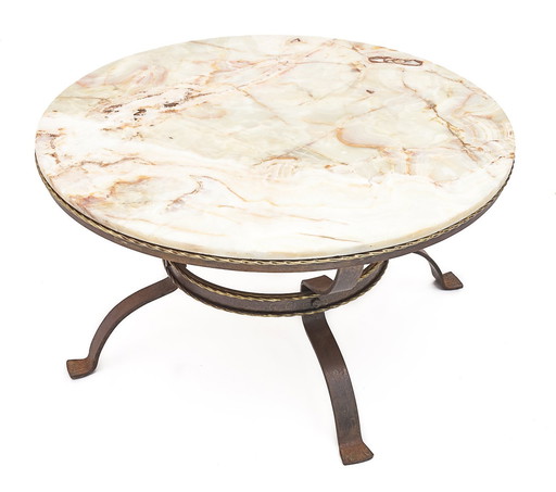 Onyx Wrought Iron Round Table, 1950