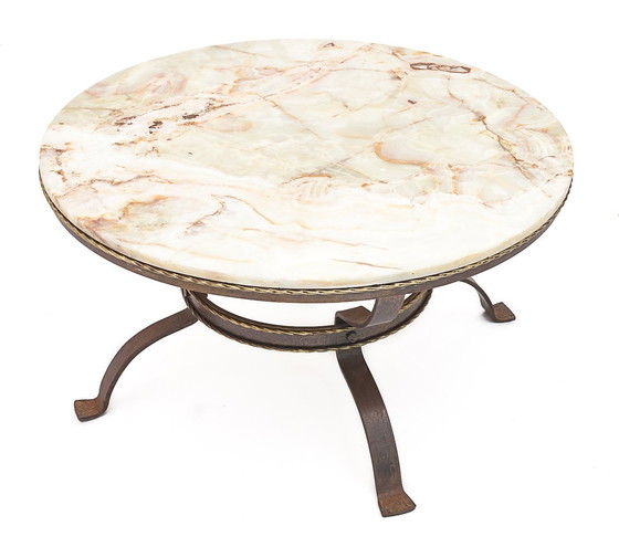 Image 1 of Onyx Wrought Iron Round Table, 1950