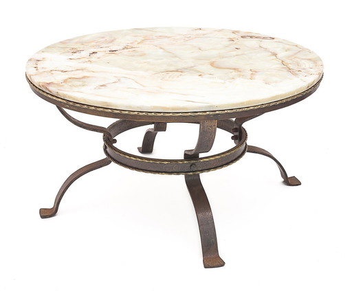 Onyx Wrought Iron Round Table, 1950